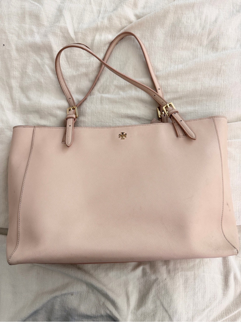 Tory Burch Blush Leather Double-Handle Tote